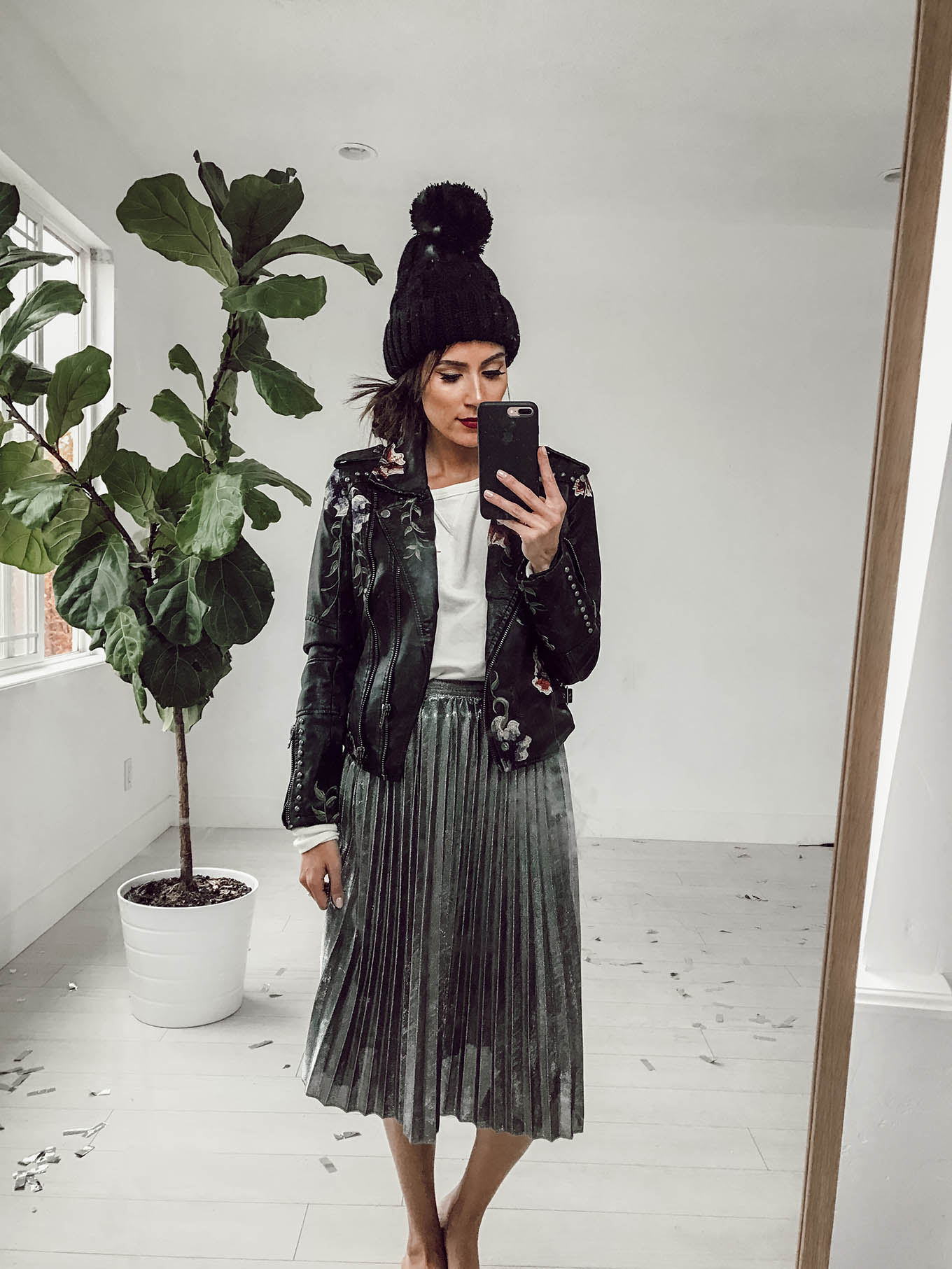 leather jacket and midi skirt hello fashion