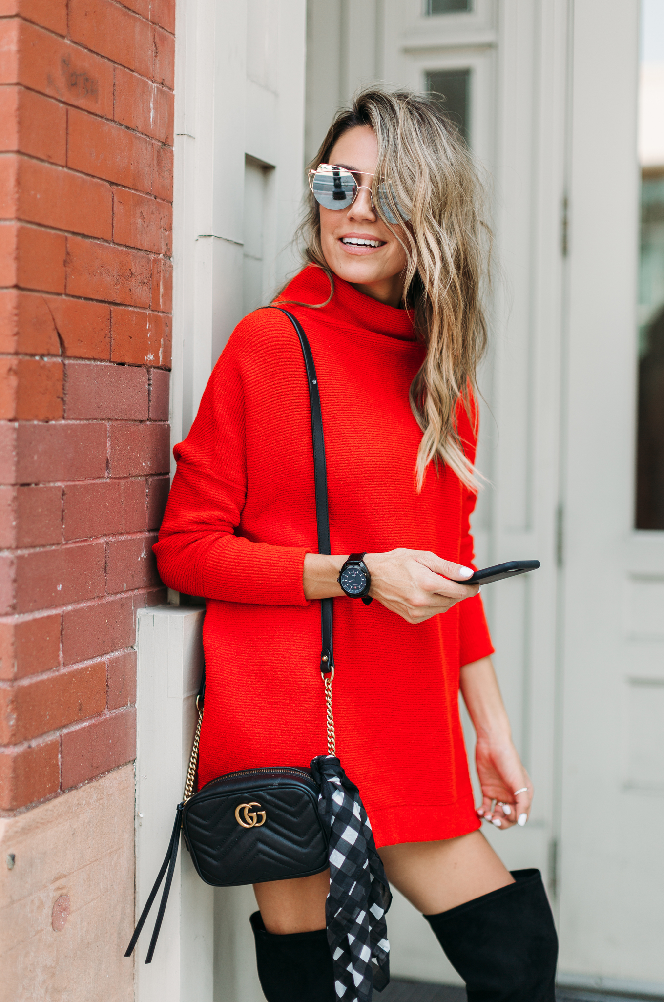 red sweater dress 
