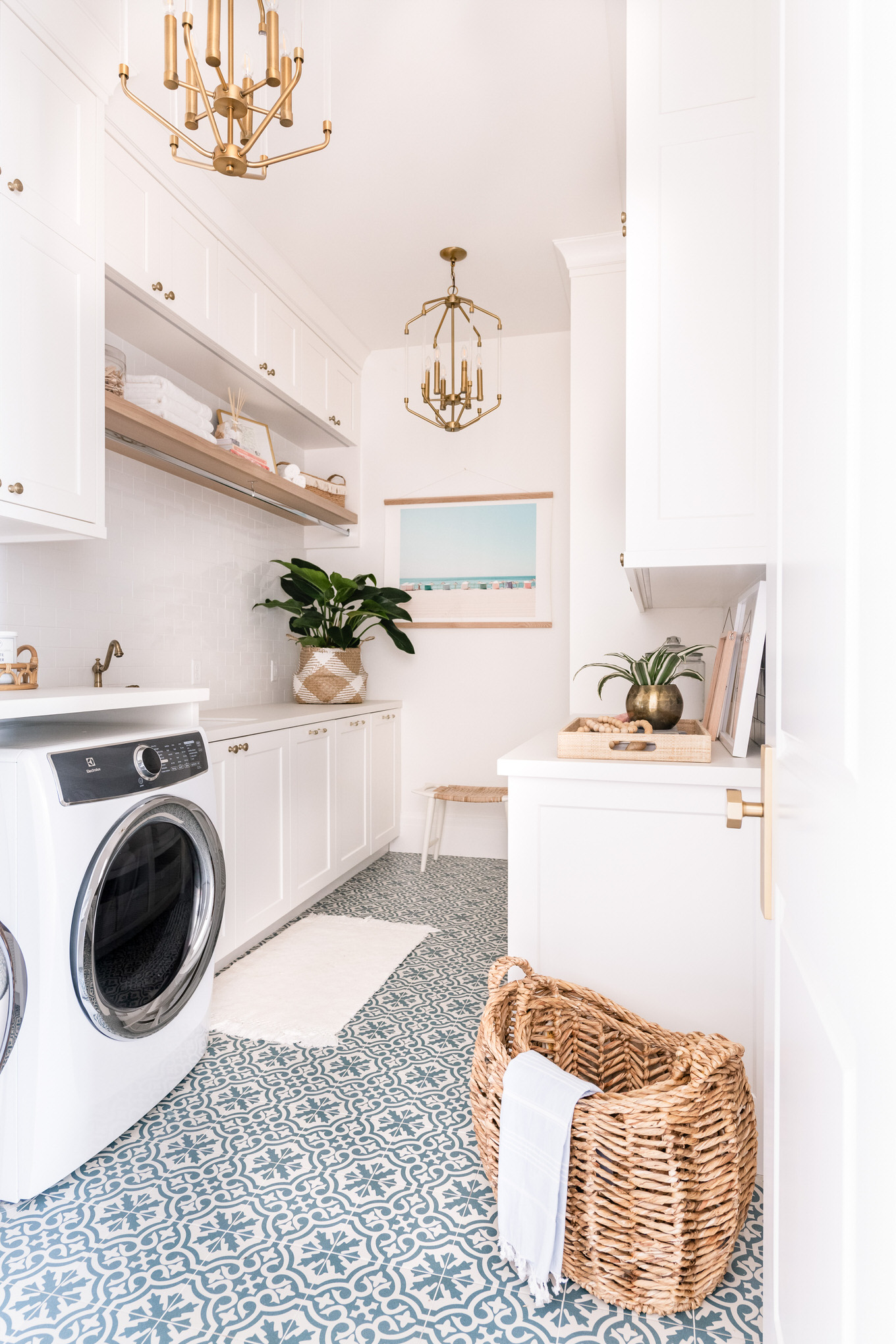 blue tile laundry floor